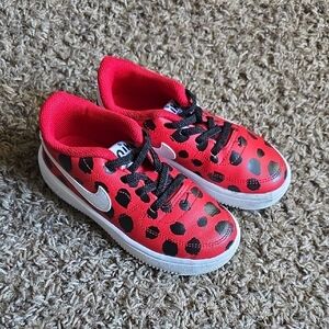 Nike Kids Red and Black Polka Dot Sneakers